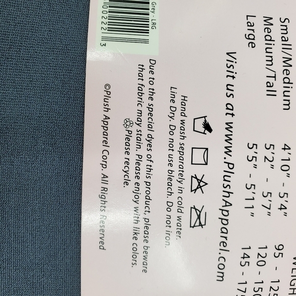 NWT Plush brand charcoal grey fleece line tights L - Picture 5 of 7